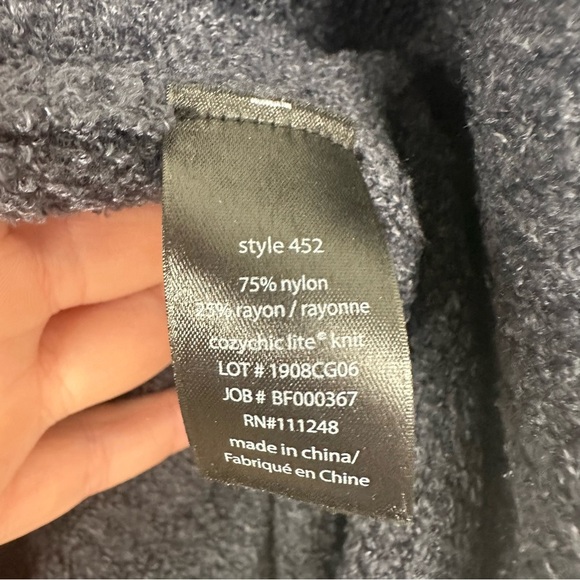 Barefoot Dreams CozyChic Lite Cardigan Sweater Size XS/S Open Front Navy Blue - Picture 8 of 9